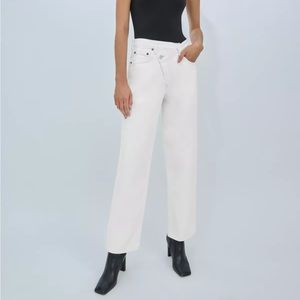 agolde criss cross wide/straight leg jeans in paste/white